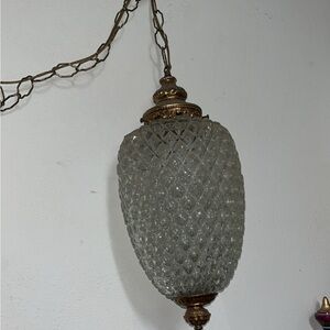 Vintage crystal glass pendant swag lamp